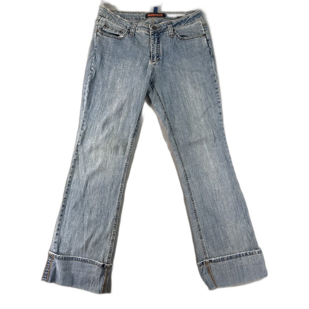 Dollhouse Flare Jeans 11 11/12 Blue Distressed Denim Low Rise Y2K Boho Indie
